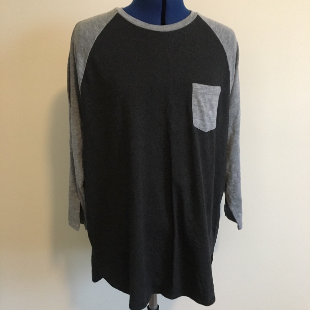 Mossimo Supply Company Henley Black & Gray XL Long Sleeve Tee